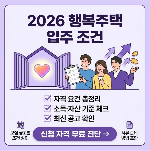 2026년 행복주택 입주 조건 총정리, 자격 조건과 신청 방법 안내