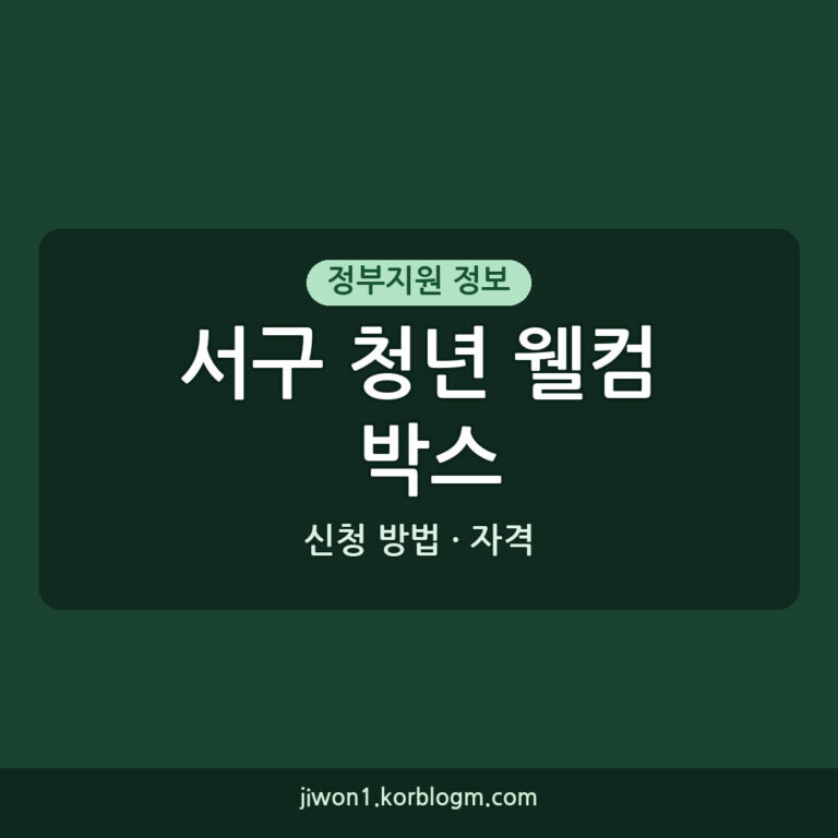 서구 청년 웰컴 박스 신청 방법과 자격 요건