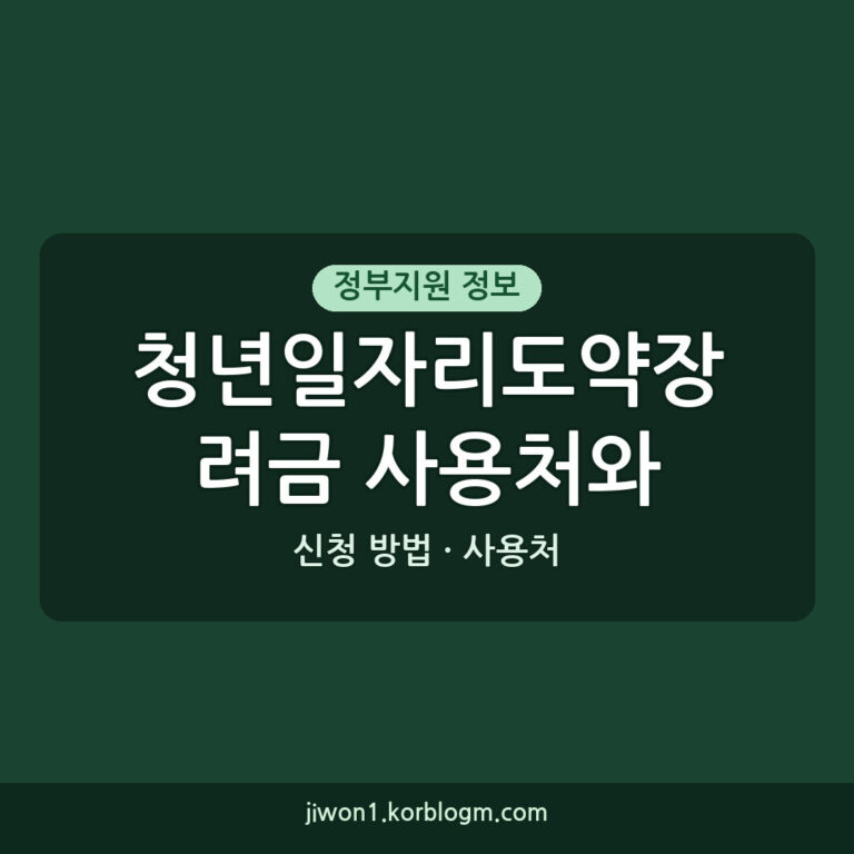 청년일자리도약장려금 사용처와 신청 방법 안내