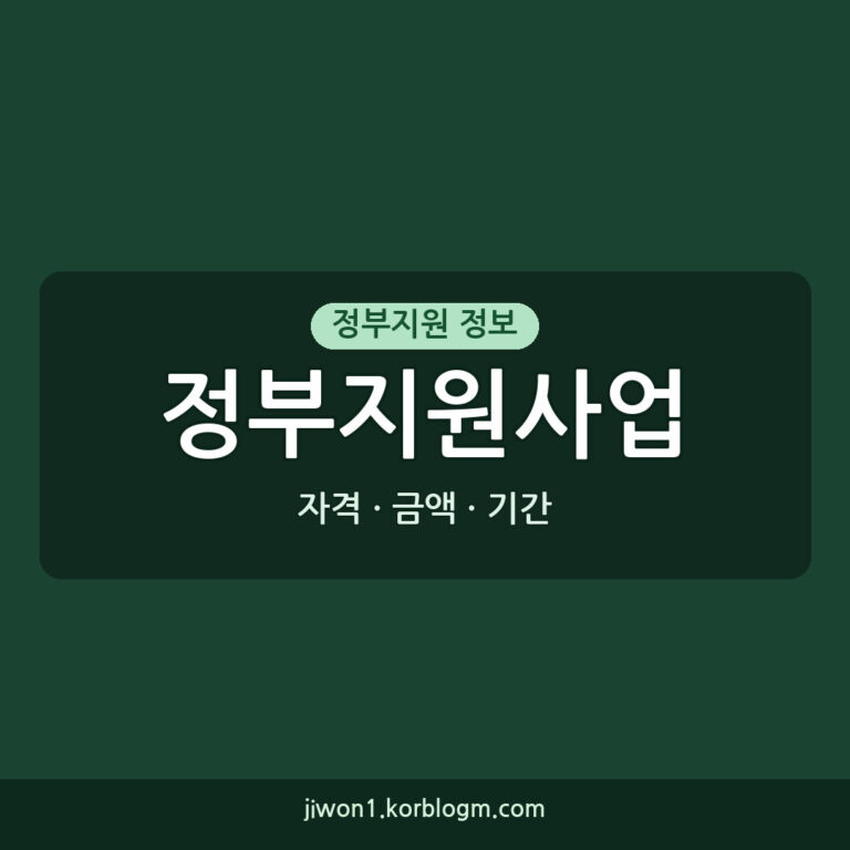 정부지원사업: 2026년 정부지원사업, 신청 자격·금액·기간 총정리